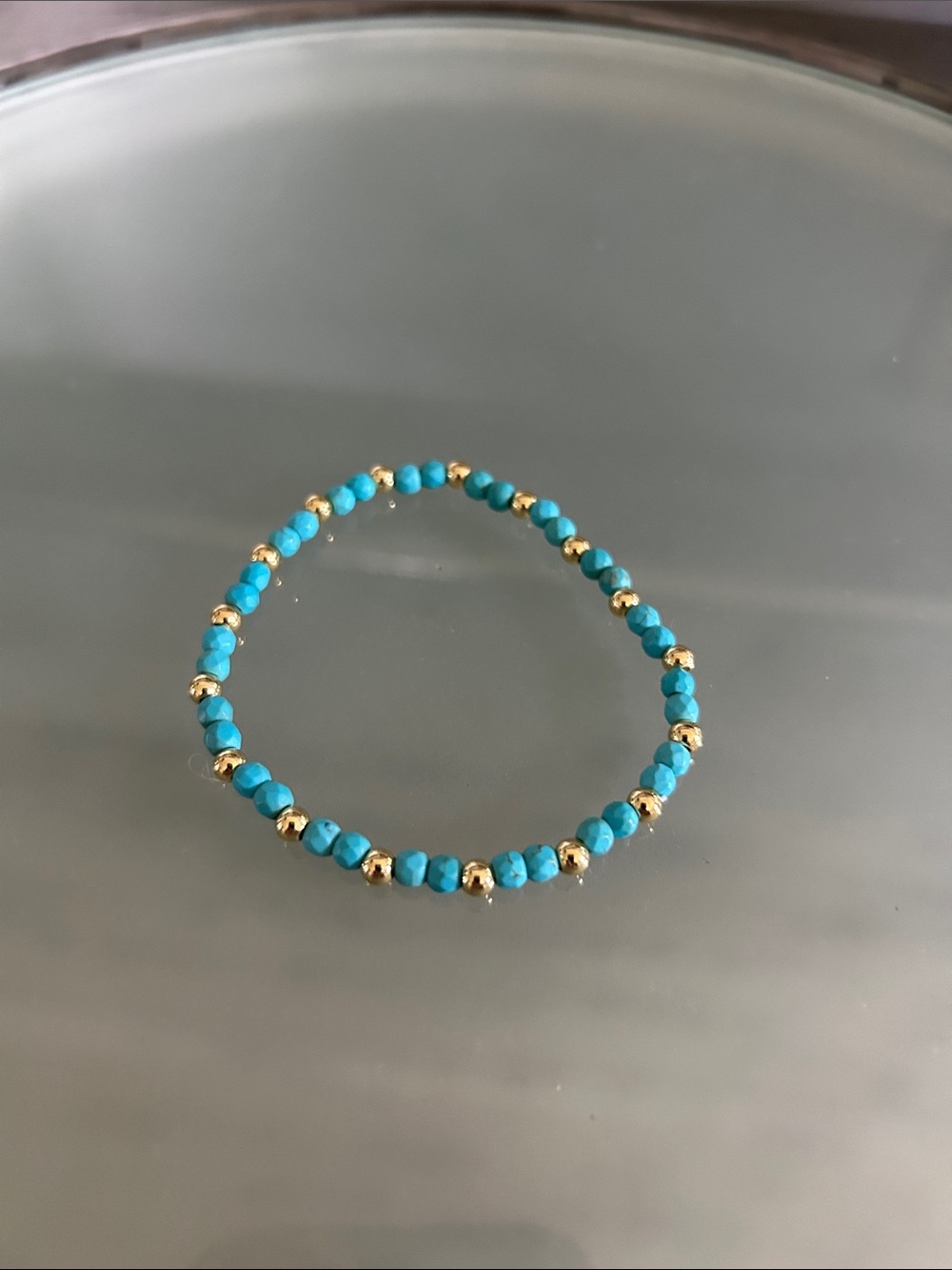 Turquoise Beaded Stretch Bracelet with Gold Accent Beads NWOT